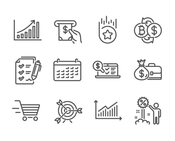 Set di icone Finanza, come la contabilità online, Target, Survey checklist. Vettore — Vettoriale Stock