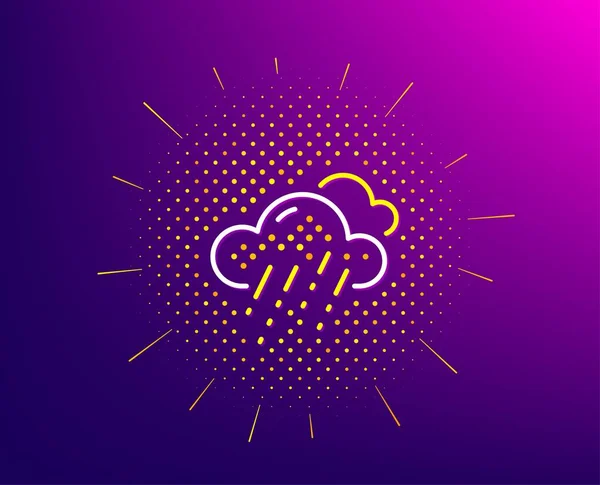 Regnig Väder Prognos linje ikon. Moln med regnskylt. Molnigt himmel. Vektor — Stock vektor