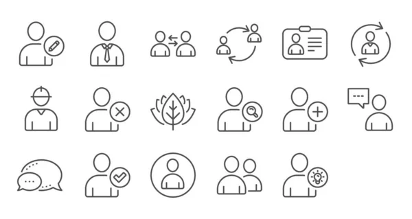 Icônes de ligne de personne utilisateur. Profil, groupe et support. Ensemble d'icônes linéaires. Vecteur — Image vectorielle