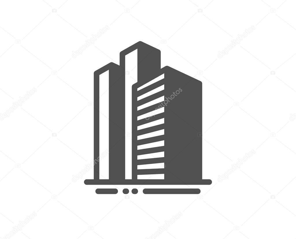 Skyscraper buildings icon. City architecture sign. Town. Vector