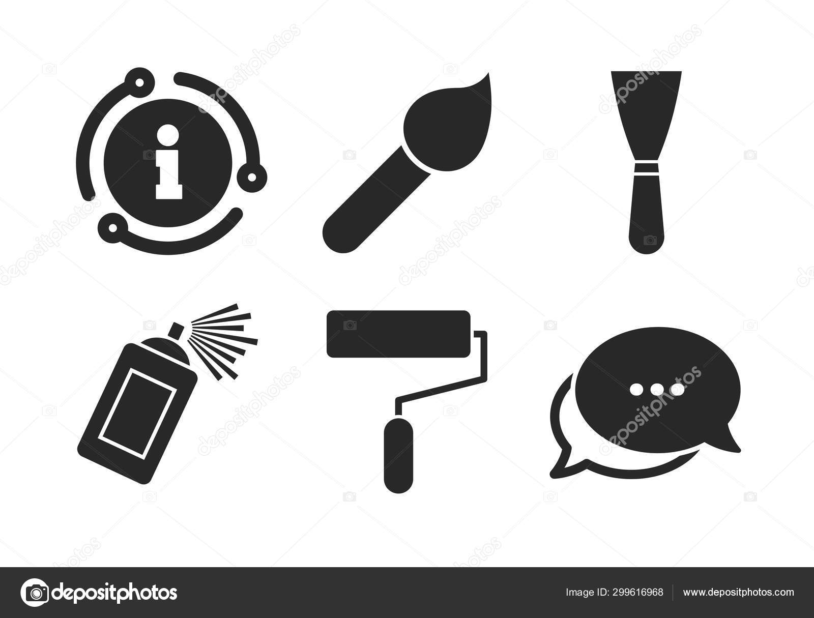 페인트 롤러, 브러시 아이콘. 스프레이 캔과 주걱. 벡터 스톡 벡터 - ©Blankstock 299616968, image size:1600x1215