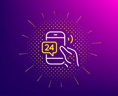 24 saat servis satırı simgesi. Destek işaretini arayın. Vektör