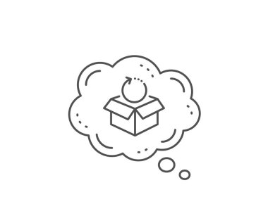 Paket satır simgesini döndürün. Teslimat paketi işareti. Kargo eşya kutusu. Vektör