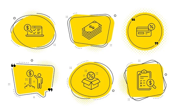 Online muhasebe, Gelir para ve Cashback simgeleri ayarlayın. Satış, Dolar ve Muhasebe raporu işaretleri. Vektör