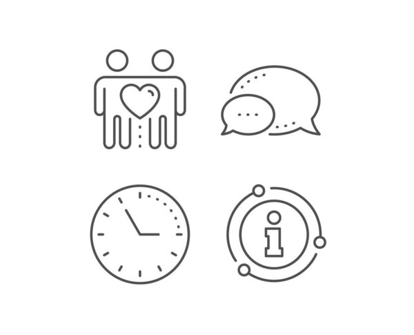 Friends couple line icon. Friendship sign. Assistance business. Vector