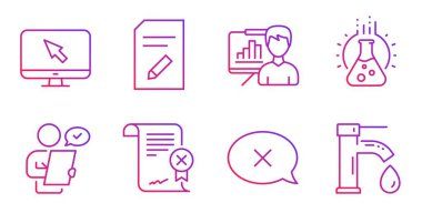 Müşteri anketi, Kimya laboratuarı ve Reddet simgeleri ayarlandı. Vektör