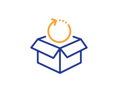 Paket satır simgesini döndürün. Teslimat paketi işareti. Kargo eşya kutusu. Vektör