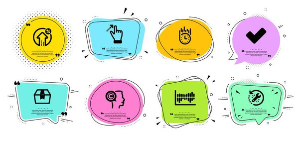 Loan percent, Tick and Column diagram icons set. Fast delivery, Touchscreen gesture and Recovery tool signs. Vector