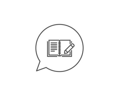 Geri bildirim satırı simgesi. Kalem işareti ile kitap. Vektör