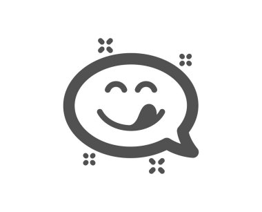 Nefis bir gülümseme simgesi. Dil işareti ile ifade. Konuşma balonu. Vektör