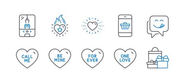 Kalp alev, Vinç pençe makine, Bir aşk gibi Tatil simgeleri, Set. Vektör