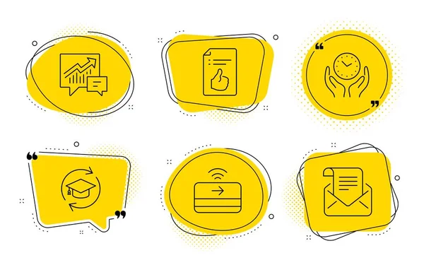 Approved document, Safe time and Contactless payment icons set. Vector — Stock Vector