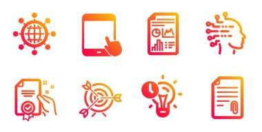 Zaman yönetimi, Yapay Zeka ve Sertifika simgeleri ayarlandı. Vektör