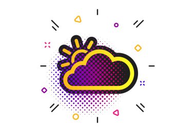 Bulut ve güneş işareti simgesi. Hava durumu sembolü. Vektör