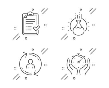 Kullanıcı bilgileri, Onaylı denetim listesi ve Kimya deneme simgeleri ayarlanır. Zamanlayıcı işareti. Vektör