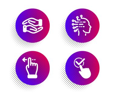 Helping hand, Artificial intelligence and Touchscreen gesture icons set. Checkbox sign. Vector clipart