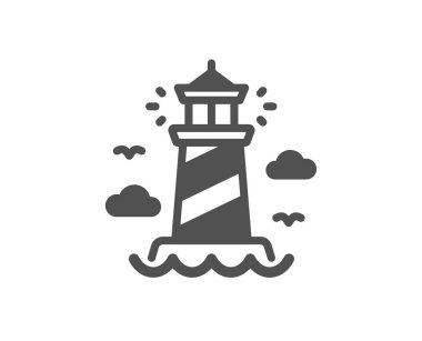 Deniz feneri simgesi. Beacon kulesi tabelası. Projektör. Vektör