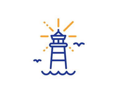 Deniz feneri simgesi. Beacon kulesi tabelası. Projektör. Vektör