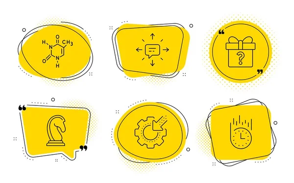 Chemical formula, Secret gift and Seo gear icons set. Sms, Marketing strategy and Fast delivery signs. Vector — Stock Vector