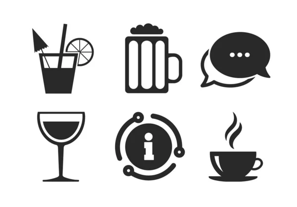 Πινακίδες ποτών. Φλιτζάνι καφέ, ποτήρι με εικόνες μπύρας. Διάνυσμα — Διανυσματικό Αρχείο