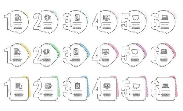 Chat message, Checklist and Calculator alarm icons set. Web analytics, Smartphone sms and Online video signs. Vector — Stock Vector