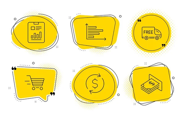 Teslimat alışveriş, Ücretsiz teslimat ve Yatay grafik simgeleri ayarlayın. Vektör