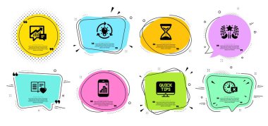 Sıralama, Grafik telefon ve Saat kum saati simgeleri ayarlayın. Fikir, Muhasebe ve Aşk kitap işaretleri. Vektör