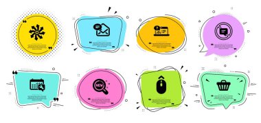 Yeni posta, Spanner ve Çok Yönlü simgeler ayarlandı. Alışveriş sepeti, konuşmayı durdurun ve Çevrimiçi yardım işaretleri. Vektör