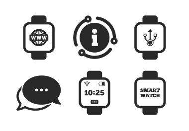 Akıllı saat simgeleri. Bilek dijital saat. Vektör