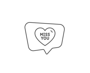 Seni satır simgesi özledim. Tatlı kalp işareti. Sevgililer günü aşkı. Vektör