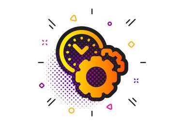 Zaman yönetimi simgesi. Saat işareti. Dişli. Vektör