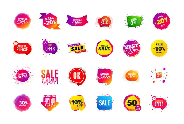 Insigne de bannière de vente. Offre spéciale tags de réduction. Modèles de forme de coupon. Meilleur badge d'offre. Des icônes super discount. Vecteur — Image vectorielle