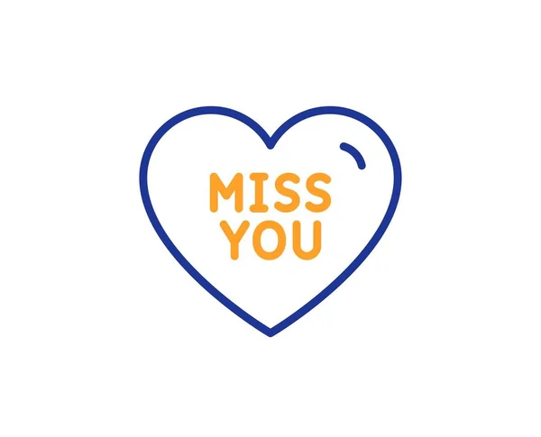 Miss You line icoon. Zoete hart teken. Valentine dag liefde. Vector — Stockvector