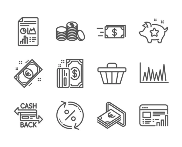 Uppsättning ekonomi ikoner, till exempel förmånspoäng, betalning, linjediagram. Vektor — Stock vektor