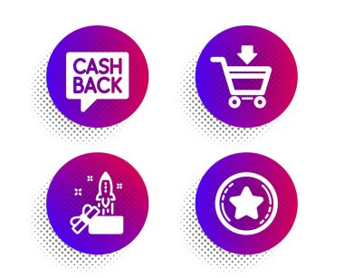 Online pazar, Yenilik ve Para transferi simgeleri ayarlayın. Sadakat işareti. Vektör