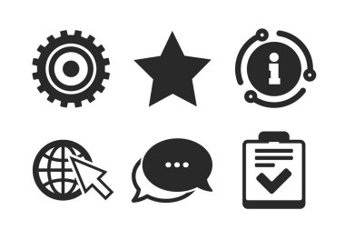 Yıldız ve küre işaretleri. Kontrol listesi, teçhizat. Vektör