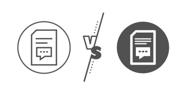 Açıklamalar satırı simgesine sahip belge. Dosya işareti. Vektör