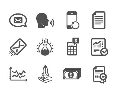 Sertifika, Hesap Makinesi, Denetlenmiş hesaplama gibi Eğitim simgeleri kümesi. Vektör