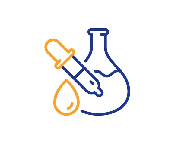 Chemie-Experiment Zeilensymbol. Laborkolben-Schild. Analysepipette. Vektor — Stockvektor