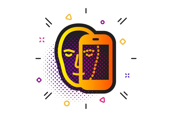 Face biometrics icon. Facial recognition by phone sign. Vector — Stock Vector