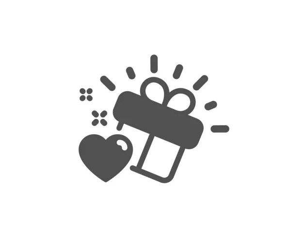 Liebe Geschenk-Ikone. Herzenszeichen. Vektor — Stockvektor