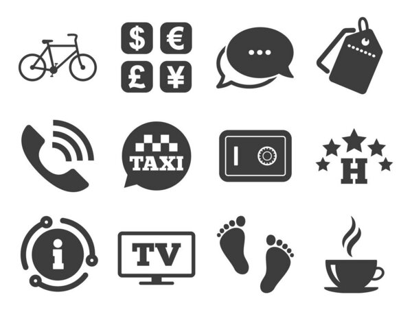 Hotel, apartment services icons. Coffee sign. Vector