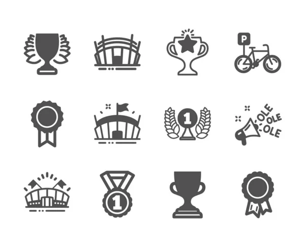 Set di icone dello sport, come il premio Laureate, stadio Arena, Miglior rango. Vettore — Vettoriale Stock