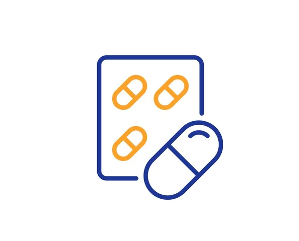 Cápsula píldora línea icono. Signo de drogas médicas. Medicamentos de farmacia. Vector — Vector de stock