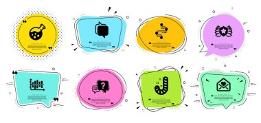 Zaman çizelgesi, Aşk harfi ve Soru işareti simgeleri ayarlayın. Haberci, Candy ve Laureate işaretleri. Vektör