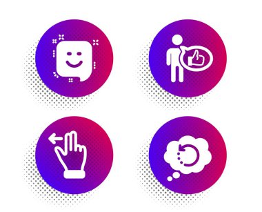 Gibi, Smile ve Touchscreen hareket simgeleri ayarlayın. Kurtarma veri işareti. Thumbs up, Pozitif geribildirim, Slayt sol. Vektör