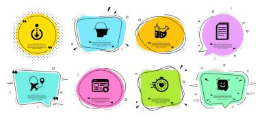 Yüz tarama, aşağı kaydırın ve Kimya laboratuvar simgeleri ayarlayın. Uçak, Favori ve Gülümseme işaretleri. Vektör