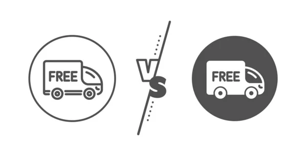 Icono de línea de entrega gratuita. Cartel del camión de compras. Vector — Vector de stock