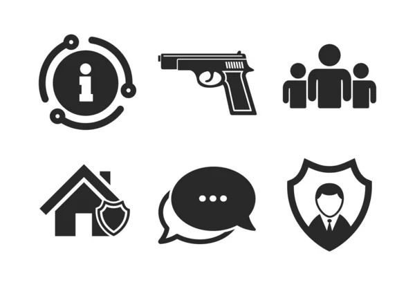 Iconos de la agencia de seguridad. Protección del escudo doméstico. Vector — Vector de stock
