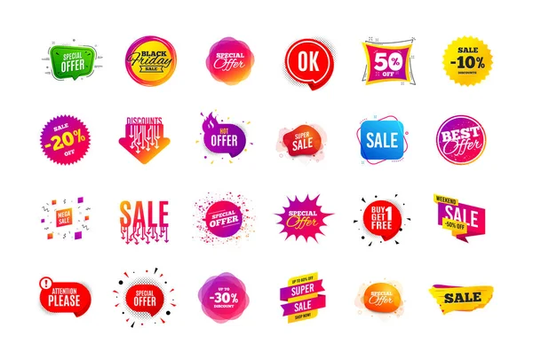 Sale banner badge. Special offer discount tags. Coupon shape templates. Best offer badge. Super discount icons. Vector — Stock Vector